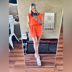 Endless Rose Bright Orange Sleeveless Romper